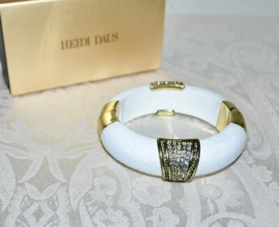 Nuevo $170 HEIDI DAUS Dilo Con Estilo BLANCO Resina Brazalete Cristal Talla S/M Foto 1 de 4