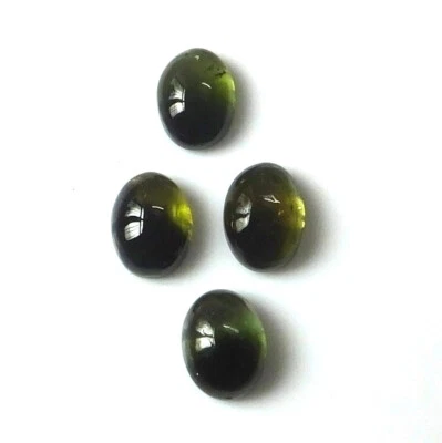 Bi Color Tourmaline Cabochon 8X6 mm Oval Cut Natural Loose Gemstone 4 Piece Lot - Image 1 of 4