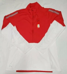 Antigua Rebel Red White 1/2 Zip Striped Sleeve Pullover Jacket Womens Size M - Picture 1 of 8