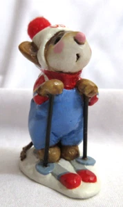 Wee Forest Folk MS-09 Skier Mouse USA White Red Pom Annette Peterson 1979 EUC - Picture 1 of 8