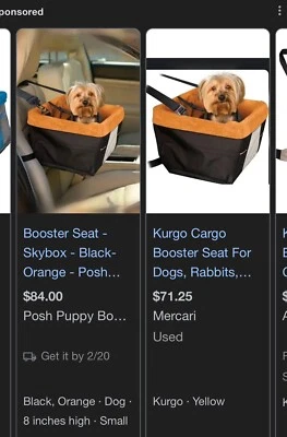 Asiento de coche Kurgo Skybox para perros mascotas con correa - hasta 30 lb 13x16 naranja y gris Foto 1 de 4