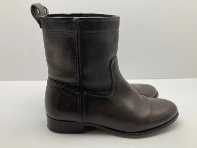 Botas de trabalho femininas Frye Cara curtas tamanho 6.5 couro cinza biqueira redonda - Imagem 1 de 4