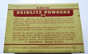 SCATOLA DI LATTA LASSATIVO MEDICINA POLVERI SEIDLITZ VINTAGE MCKESSON'S - Foto 1 di 9