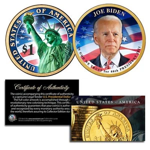 Moneda de $1 dólar presidencial coloreada oficial 46º Presidente Joe Biden - Imagen 1 de 1