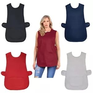 WOMEN LADIES TABARD HOME WORK KITCHEN BAR CHEF OVERALL APRON WORKWEAR CATERING - Picture 1 of 11