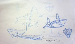 X-Men Animationsserie SIGNIERT Produktion handgezeichnet Escape Shuttle Layout Kunst - Bild 1 von 4