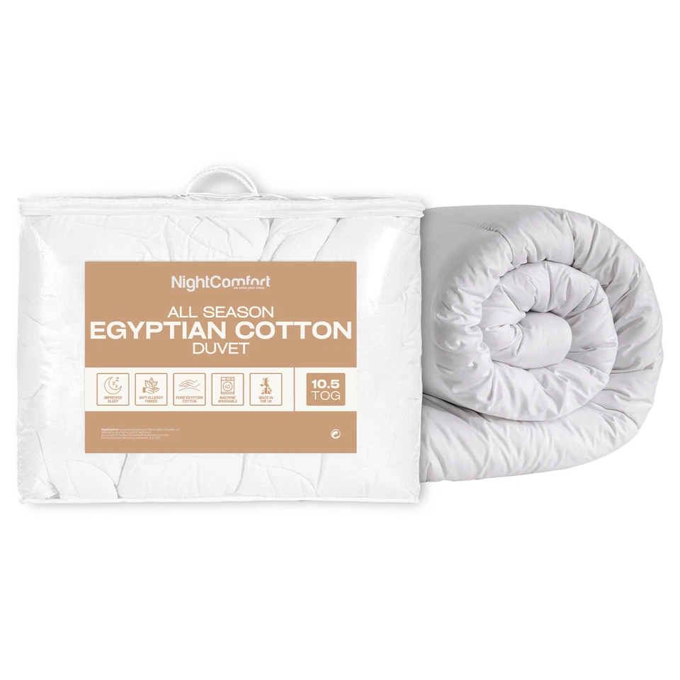 NightComfort Egyptian Cotton 10.5 Tog High Quality Alternative Feather Duvet