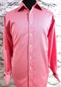 MEN'S CHARLES TYRWHITT RED & WHITE FINE SCALE HOUNDSTOOTH SHIRT 17"/43" - Picture 1 of 9