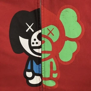 A Bathing Ape Bape x Kaws Baby Milo Red Full Zip-Up Hoodie Men's size S used - Picture 1 of 10
