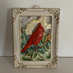 Kardinal Keramik Wandbehang Ucagco Vintage 1960er 3-D offen geschnitten Design Japan 7"x6" - Bild 1 von 12
