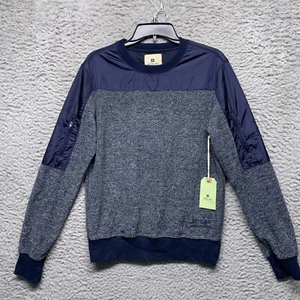 Jetlag Mens Blue Small Crew Neck Pull Over Sweater Zip pockets on Sleeve Logo - Picture 1 of 8