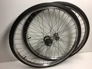 Vintage 1965 Schwinn 26” 1 3/8” S5 Chrome Wheels Rims & Tires 3 Speed Sturmey - Picture 1 of 12