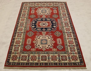 "Tappeto di lana orientale annodato a mano tintura vegetale afghana kazaka 3'11" x 5'12" piedi - Foto 1 di 6