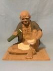 Vintage Hakata Urasaki Ceramic Clay Man Drinking Bottle Large Japanese Doll