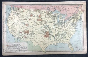INDIOS EN EE. UU. A 1905 Mapa a color Atlas histórico Williams Shepherd 1929 - Imagen 1 de 1