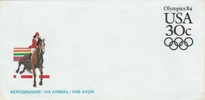 USPS 1984 US AEROGRAMME Cover - Olympics, Equestrian, Air Mail C4 folded - Picture 1 of 2