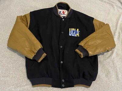 Vintage UCLA Bruins Logo Athletic Varsity Bomber Jacket Wool Leather Sleeves XL - Image 1 of 4