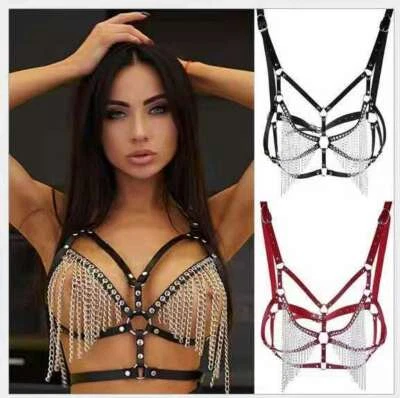 Punk Gothic Bh Leder Kette Harness Gürtel Körper Sex Bondage Top Brustgurte