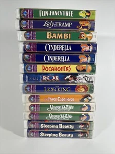 Disney VHS Lot Classics Sleeping Beauty Snow White Cinderella Lion King Bambi - Picture 1 of 11
