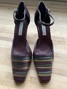 ANN MARINO Leather Multicolor Ankle Strap Pumps, Women’s Size 7 - Picture 1 of 4