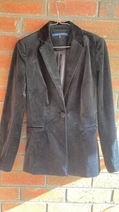 DESIGNER FRENCH CONNECTION GORGEOUS BLACK VELVET JACKET BLAZER SIZE 6 - Picture 1 of 7