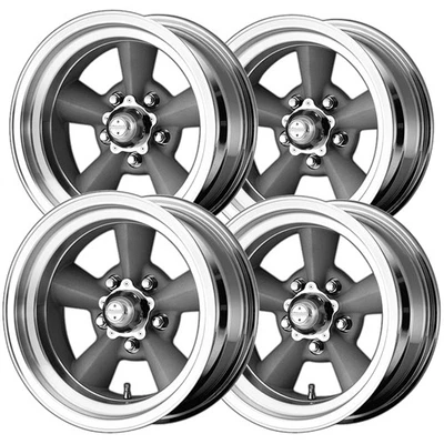 (Set-4) American Racing VN309 Torq Thrust 15x5 5x4.75" -6mm Silver Wheels Rims Foto 1 de 4
