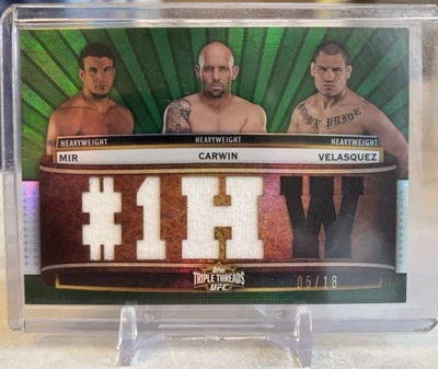 2012 Topps UFC Knockout Triple Threads Mir Carwin Velasquez Triple Relic /18 HW - Image 1 of 2