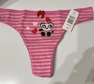 Women's Panda Heart Embellished Thong Sexy Lingerie Underwear Size 6 New w/tag - Picture 1 of 6