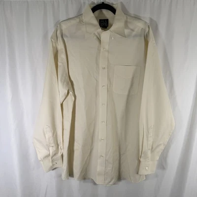 Jos A Bank Dress Shirt Men's 16 35 Cream Button Down Shirt Long Sleeve Cotton - Image 1 of 4