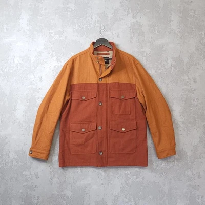 Orvis Field Jacket Men's Large Rust Orange Colorblock Wool Tweed Outdoor Hunting - Image 1 of 4