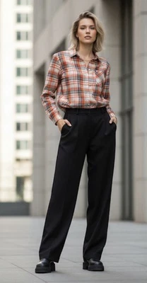 J. CAMISA TRIPULANTE FEMININA A PERFEITA XADREZ ALGODÃO PREPPY ACADEMIA MINIMALISTA GORPCORE - Imagem 1 de 4