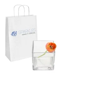 5x5x5" Clear Glass Cube Vase Flower Candle Centerpiece Home Event Decor - Picture 1 of 5