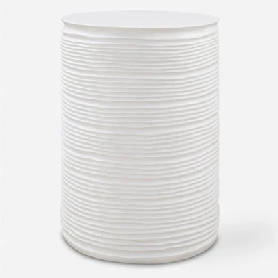 Uttermost 24117 Borderline 18 X 13 inch Plaster White Drum Table - Image 1 of 3