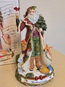 Fitz and Floyd 2008 Woodland Santa Weihnachten Spieluhr Figur 8,5" - Bild 1 von 5