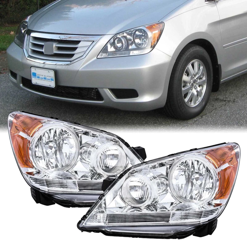 Pair Chrome Headlights Headlamps Assembly For 2005-2010 Honda Odyssey LEFT&RIGHT Foto 1 de 4