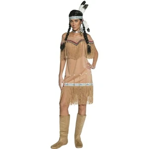 Indianerin Kostüm Pocahontas Indianerinnenkostüm Westernkostüm Beige S 36/38 - Bild 1 von 2