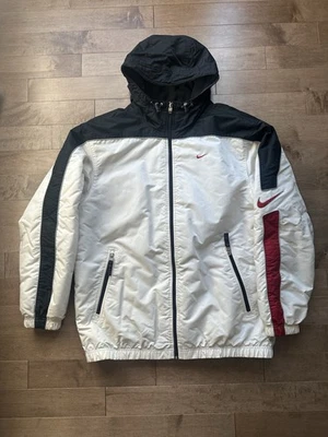 Vintage Nike Nylon Satin Heavy Jacket Men’s Large White Red Grey Tag - Image 1 of 4