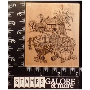 Embossing Arts Rubber Stamps 67-J APPLES FOR SALE FALL BARN PUMPKINS CORN #T01 - Picture 1 of 2