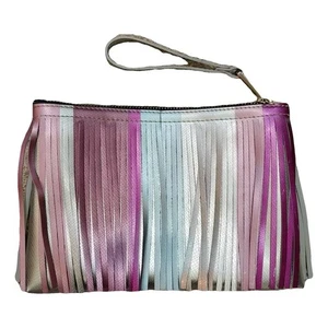 Pochette GUM Gianni Chiarini frange argento fucsia polso con dust bag originale - Imagen 1 de 5