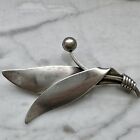 Modernist Foliate Leaves Brooch Signed Orb Otto Robert Bade Sterling Silver