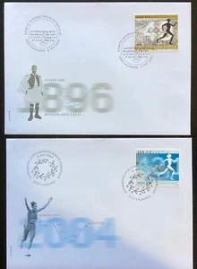 SWITZERLAND/IOC 2004 Athens Olympics FDCs x2,  Lausanne Special Postmark (SS575) - Picture 1 of 1