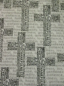 Divine Cross Peace Grace Words Be Thankful Silver Cotton Fabric FQ - Picture 1 of 6