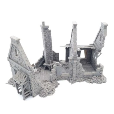 QP3D WARGAMES RESIDENCE RUIN COMPATIBLE WITH WWII & BOLT, WAR SCENERY TERRAIN
