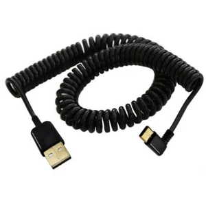 USB C 3.1 Male to USB 2.0 A Male Charging Data Sync Coiled Cable - Picture 1 of 10