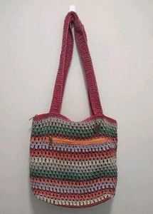 Sak Bag Cambria Crochet Knit Rainbow Hobo Tote Shoulder Purse Boho "11 x 14" - Picture 1 of 12