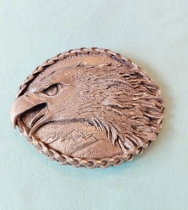 Signed EGE 93' Vintage Pewter Repousse Eagle Head Belt Buckle - Picture 1 of 9