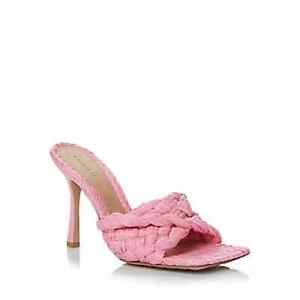 Bottega Veneta Women's Square Toe Woven Leather High Heel Pink EUR 40 US 10