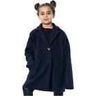 Kids Sherpa Coat Fleece Navy Jacket Wool Girls Designer Teddy Jacket Age 5-13