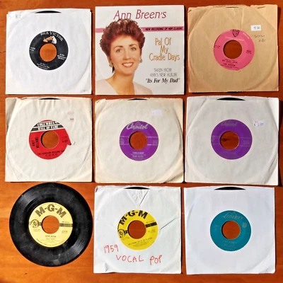 LOT: 9 Vocal Pop 7" Singles incl Frank Sinatra, Nat King Cole, Billy Ward, Ames - Image 1 of 4