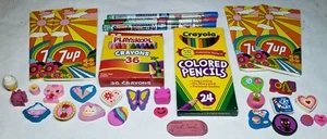 Smencils, Colored Pencils, Decorative Eraser, Crayon, & 7up Pads of Paper Lot - Picture 1 of 9